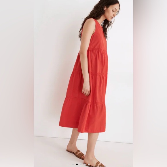 Madewell Coral Sleeveless Midi Dress in Heirloom Rose - Picture 2 of 14